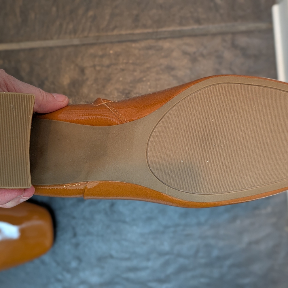 Sugar Glossy Tan Heeled Boots - Picture 7 of 8